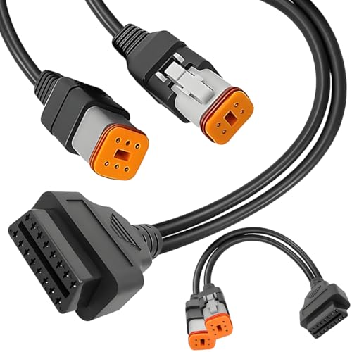 HAAMNING7 Cable diagnóstico OBD2 para Harley Cable diagnóstico para motocicleta 2 en 1 4 y 6 pines Conector adaptador escáner OBD2 16 pines a 4 y 6 pines para escáner Harley Davidson