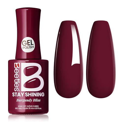 Image of Beetles Red Gel Polish - Burgundy Bliss 15ML /0.51Fl Oz, Red Gel Nail Polish, Same Color Same Bottle STAY SHINING Series, Soak Off UV LED Lamp Spring Nails Art, Long-Lasting Manicure Salon DIY Home
