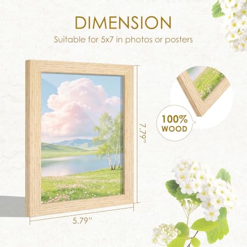 Image of 5x7 Picture Frame Set of 2, Solid Wood Frames, Natural Woodgrain