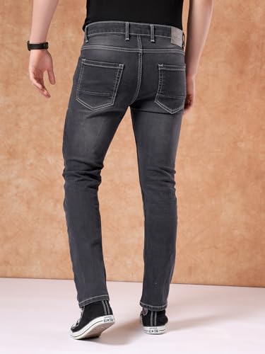 Image of The Indian Garage Co Men Slim Fit Solid Mid-Rise Stretchable Jeans