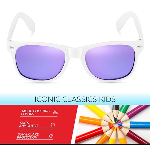 Image of Retro Rewind Kids Sunglasses for Boys Girls Age 3-12 - Shatterproof UV400 Toddler Children Sun Glasses