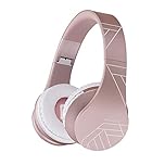 PowerLocus Bluetooth Headphones Over Ear, Bluetooth Headphone Rose Gold, Wireless Headphones Foldable, Hi-Fi Stereo, Soft Memory Foam Earmuffs, Built-in Mic & Wired Mode for iPhone,Android,PC,Laptops