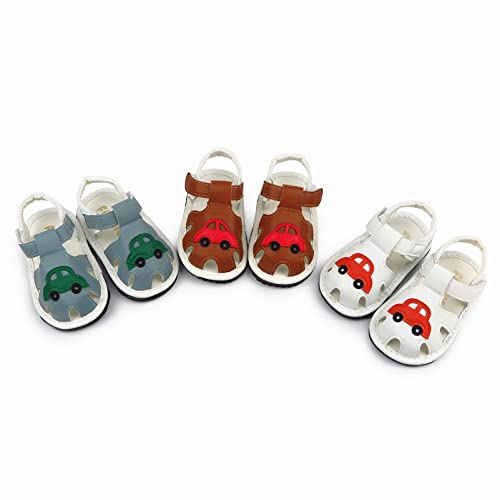 Image of WILLFUN Baby Boy Girl Summer Infant Squeaky Sandals Premium Rubber Sole Closed-Toe Non-Slip Shoes Toddler First Walkers
