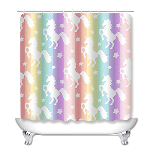 Badezimmerteppich Einhorn Weiß Lila Badematte Set 3 Teilig,Teppich Badvorleger rutschfeste (50x80)+U-Typ Wasseraufnahme… – Bild 3