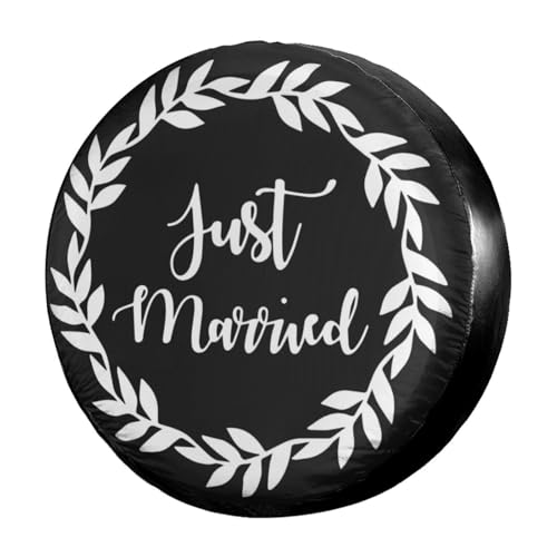 Image of Just Married Spare Tire Cover Dust-Proof Wheel Tire Cover Fit Trailer, RV, SUV and Many Vehicle 15 Inch