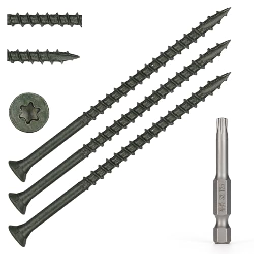 Image of Wood Screws #10 x 3-1 /2'', T25 Star Torx Drive Flat Head Deck Screws, Green, 58Pcs (1lb)