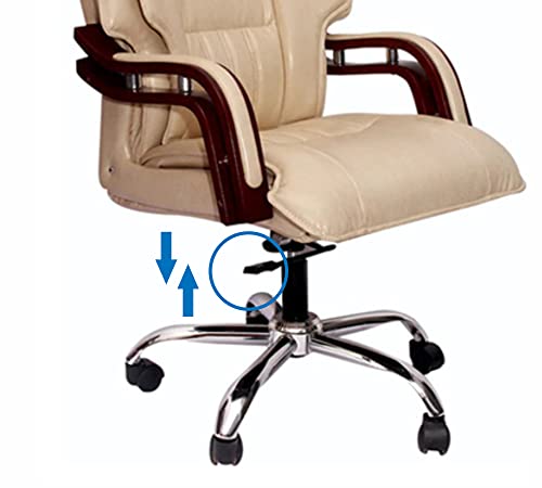 Image of High Back Executive Office Chair with Wooden Armrest | Leatherette Upholstery | Adjustable Height & Revolving Chair | Chrome Base Chair for Office & Home (Cream)- 111012117
