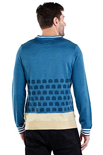Tipsy Elves Men's Ugly Christmas Sweaters - Funny Christmas Sweaters for Men - Fun Holiday Pullovers - Men's Hilarious Blue Jingle Baller Ugly Christmas Sweater Size Small