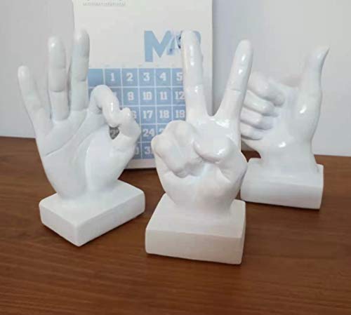 Escultura decorativa de mano creativa en resina blanca miniatura 6