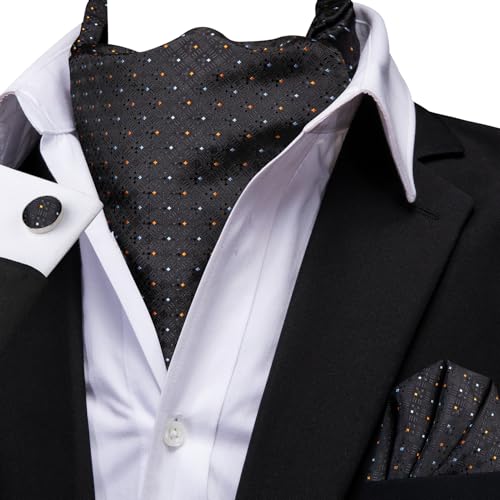 Image of Dubulle Paisley Floral Ascot for Men Self Tie Mens Cravat and Pocket Square Cufflinks Wedding