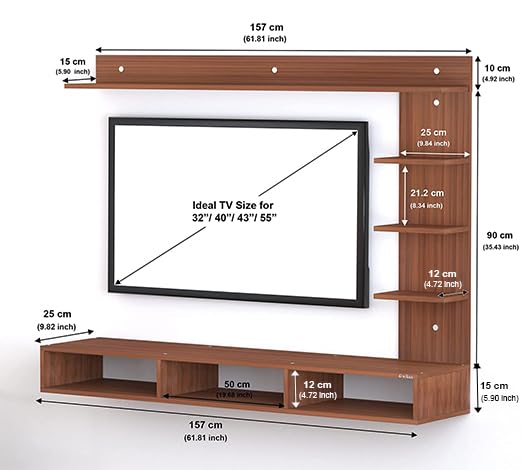 Image of Anikaa Tyson Engineered Wood Wall Mount TV Unit /TV Stand /Wall Set Top Box Stand /TV Cabinet /TV Entertainment Unit (Walnut)(Ideal for Upto 55 inch)(D.I.Y)