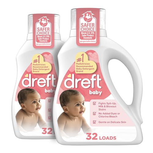 Image of Dreft Baby Liquid Laundry Detergent, Gentle on Sensitive Skin Laundry Soap, 42 fl oz, 32 Loads, Pack of 2 (Packaging May Vary)