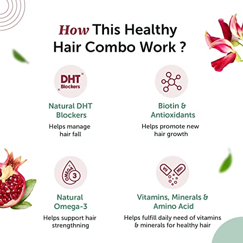 Neuherbs Plant based Hair Biotin 10000 mcg Sesbania -125 g + Hair Skin Vitamins Supplement, Biotin helps for hair growth -60 Capsules | For Men and Women