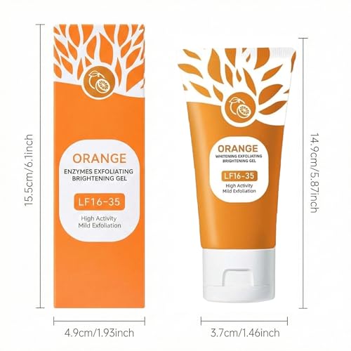 Image of Orange Enzyme Exfoliating & Brightening Gel for Face & Body | Gentle Peel Exfoliating | Dead Skin Remover, Tan Removal Gel, Skin Brightening Face Exfoliator (Pack of 1)