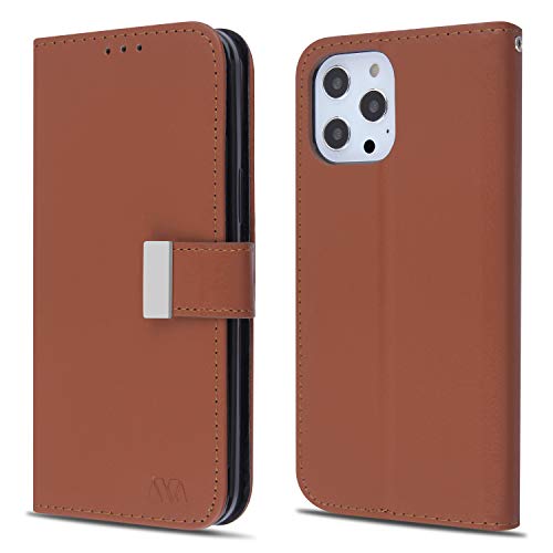 MyBat Wallet Case for iPhone 12 Pro Max (6.7) - MyJacket Series Protective, Card Folio Smartphone Case - Brown/Black