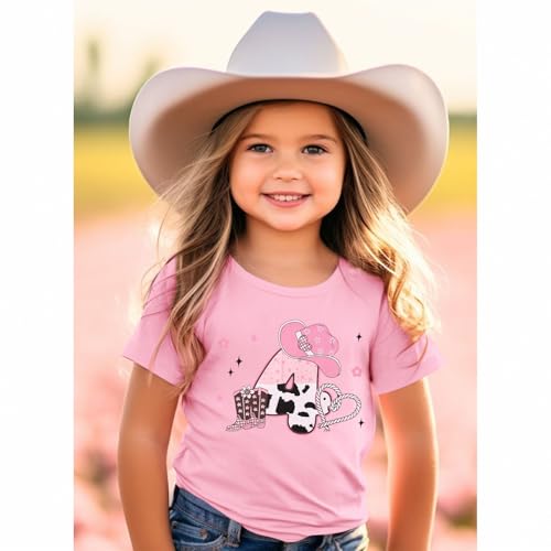 Birthday Girl Shirt Toddler Girls Cowgirl Hat Birthday T-Shirt Kids Western B-Day Party Gift Graphic Tees 2-7 Years4