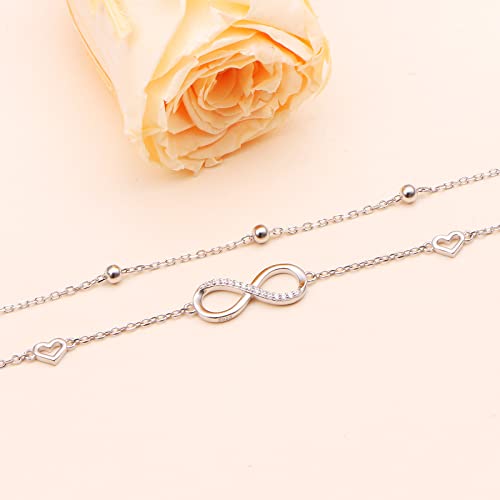 Image of S925 Sterling Silver Anklet for Women Adjustable Plus Foot Ankle Bracelet