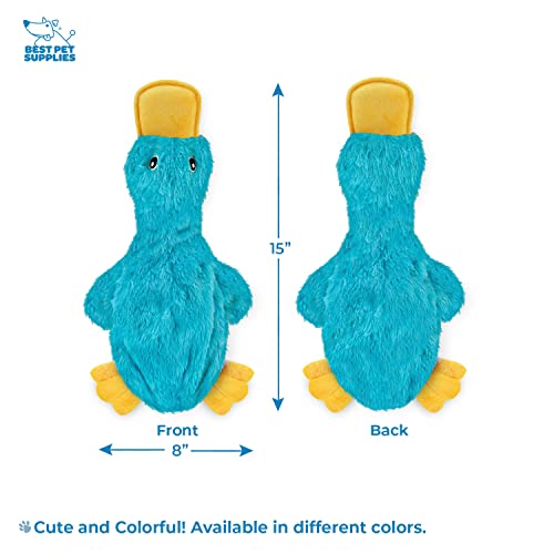 Image of Best Pet Supplies Interactive Squeaky Dog Chew Toy, Ideal Dog Toys for Chewers, Small, Medium & Large Dogs, and Fetch Lovers - Crinkle Duck (Turquoise), Medium