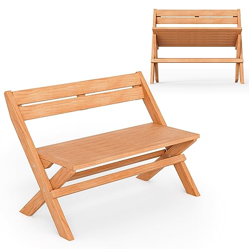 Giantex Wood Outdoor Bench Folding - 2-Person Patio Garden Bench