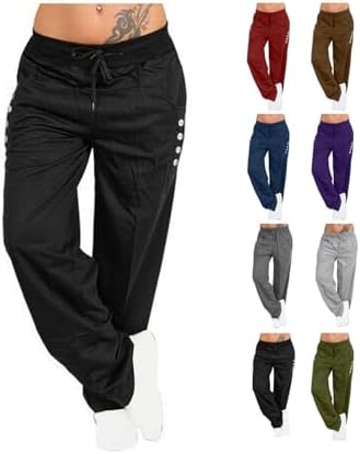 Sweat Pants for Womens Elastic Waist Loose Fit Jogger Pants with Pockets Outdoor Running Workout Casual Trousers