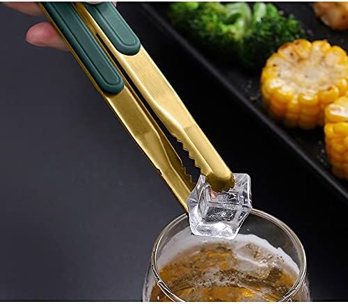 Cooking Tongs Tongs,Gold Stainless Steel Food Tongs Non-Slip Serving Tongs for BBQ Meat Salad Bread Kitchen Accessories Tongs(Small)