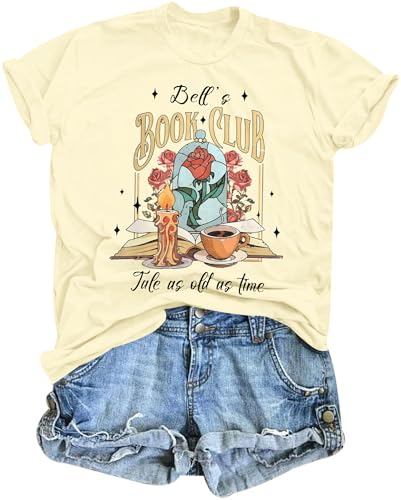 Magical Kingdom Shirt Women Princess Tee Belle Shirts Beauty T-Shirt Book Lover Tee Casual Vacation Short Sleeve Tops