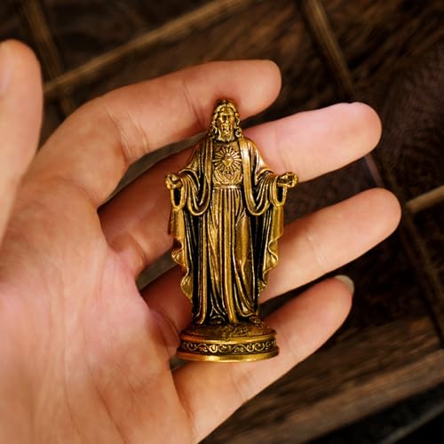Figura de Jesús en latón sólido 100% decorativa religiosa miniatura 2