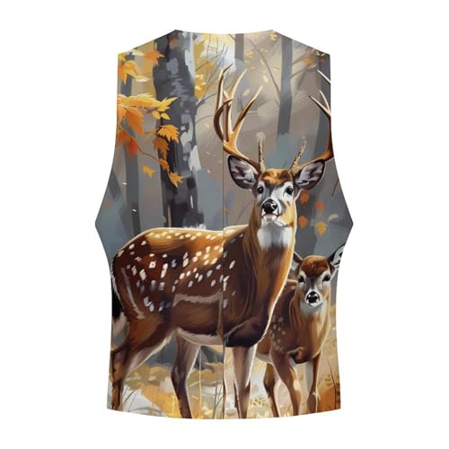 Deer Forests Novelty Men's Suit Vest Funny Formal Dress Vests Business Waistcoat4