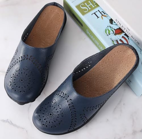 Women's Floral Fashion Slippers Hollowed Out Casual Flat Mules4