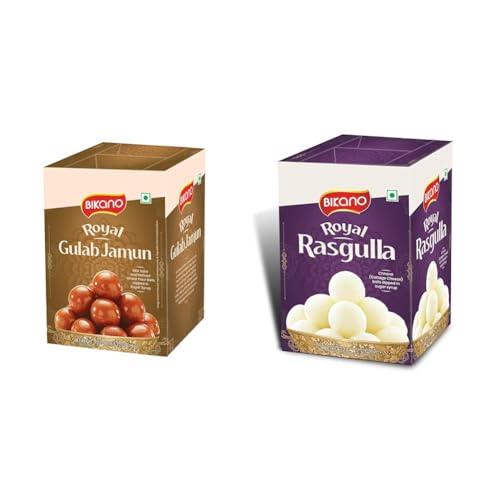 Image of Bikano Royal Gulab Jamun | Traditional Indian Sweet | 1kg Pack + Bikano Royal Rasgulla | Authentic Indian Sweet dish | Pack of 1 kg | Perfect for festivities| Tradit