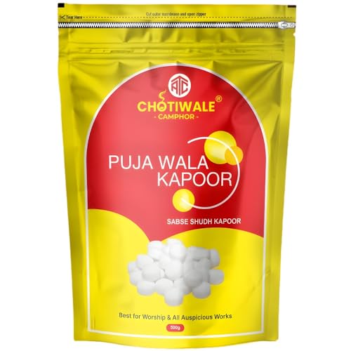 Chotiwale 500gm Pure Camphor Tablets for Daily Puja, Aarti & Havan | Natural Shudh Kapoor/Kapur/Karpooram for Home Temple & Meditation | Chemical-Free Karpooram