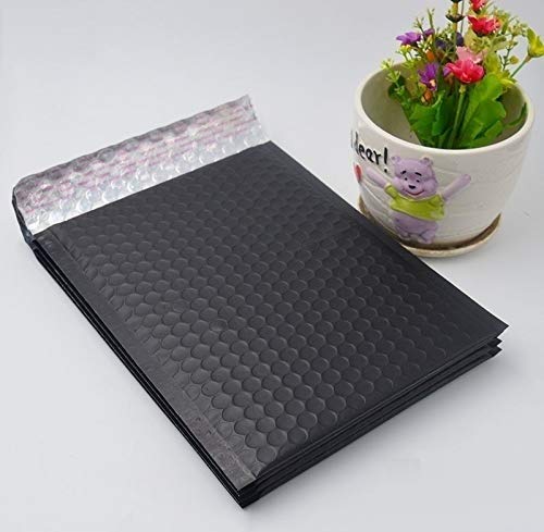 ProLine Matte Metallic Black Bubble Padded Mailers 8.5x12 Inch Self Seal Padded Envelopes (10)