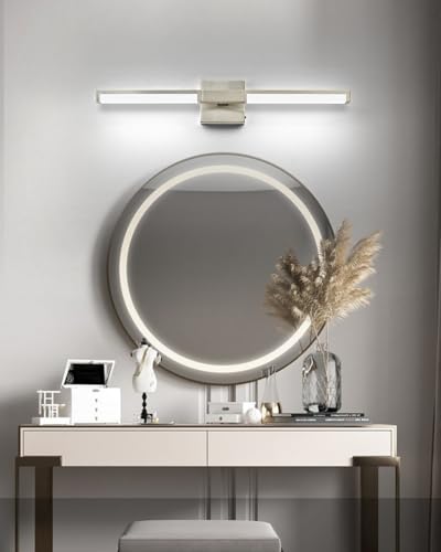 Image of OKELI Modern Bathroom Light Fixtures Over Mirror, 24 Inch Brushed Nickel Vanity Light Bar for Bathroom, 12W 5CCT Diammable Wall Light