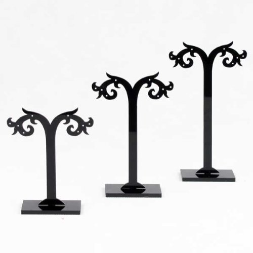 トライバルピアススタンド(ブラック):3個セット ディスプレイ アクセサリー収納 ジュエリー イヤリング 棚 インテリア雑貨 店舗用 PS38