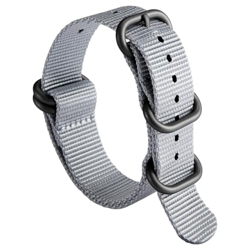 Image of BINLUN Premium Ballistic Nylon Watch Strap, Heavy Duty 5-Ring Replacement Watch Band with Stainless Steel Buckle, Durable & Comfortable Sport Band for Men Women, Fits 18-24mm