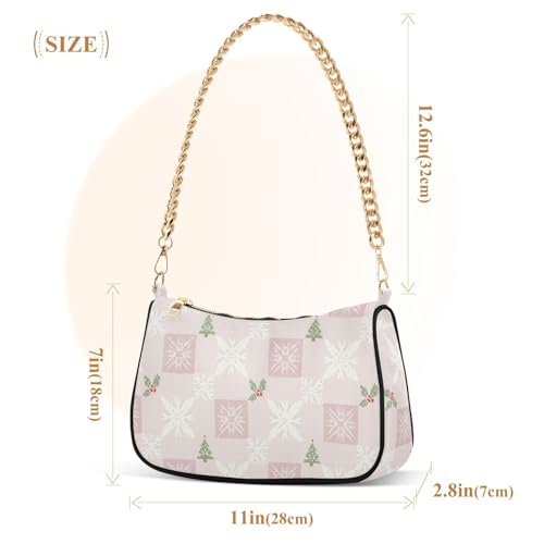 Sac à main Noël arbres et flocons sur chaîne blush compact - 3
