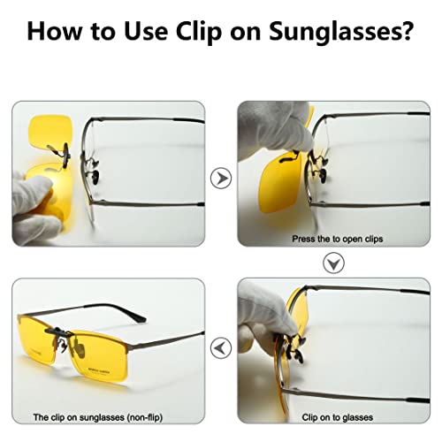 Long Keeper Polarized Clip On Rimless Sunglasses Women Men Square Non-Flip Up Fishing Driving Sunglasses4