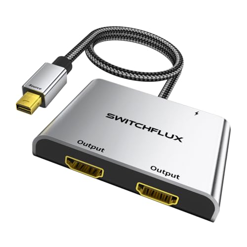 Image of Mini DisplayPort to Dual HDMI Adapter,4K@60Hz MST Hub | HDMI Splitter Extended Display for Dual Monitor,[Thunderbolt1 /2 Compatible] for MacBook Pro /Air, iMac, Mac mini, Surface Pro