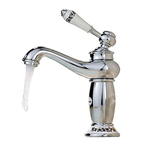 Fuloon Rétro Mitigeur Robinet de Lavabo en Laiton & Céramique avec l'entrée d'eau pour Cuisine Salle de Bain