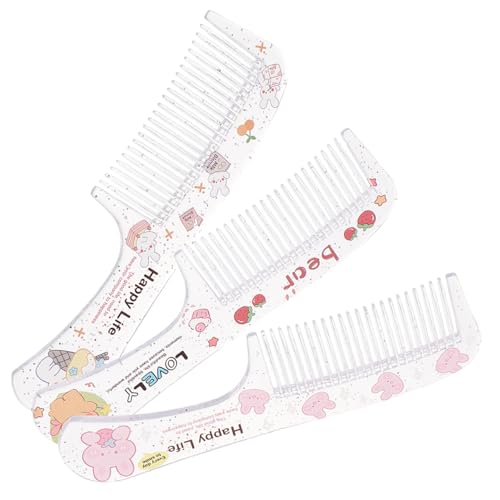 Healeved 3個カー柄 ヘアコーム 女の子用 簡単スリング 携帯便利 乾湿対応 静電気防止 学生 に