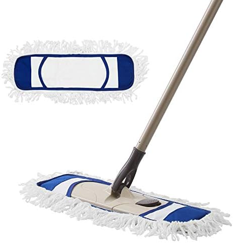 Eyliden Dust Mop with 2 Reusable Washable Pads - One Touch Replacement, Height Adjustable Handle, Wet & Dry Mops for Floor Cleaning, Hardwood, Laminate, Tile Flooring Push Dust Broom