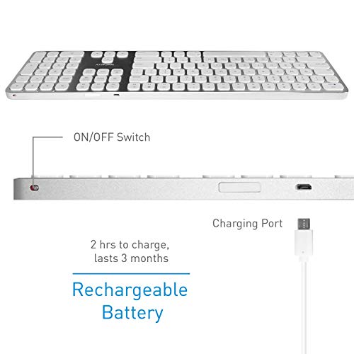 Macally Bluetooth Wireless Keyboard For Mac - Compatible Apple Keyboard Wireless For Imac Mini/Pro, Macbook Pro/Air, Ipad, Iphone - Slim Full Size Metal Frame Bluetooth Keyboard For Mac - Silver #TOP7