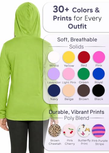 Image of Shirts for Girls Long Sleeve Crew Neck Top, Hoodie or 3 /4 Sleeve Soft Stretch Kids Lightweight Size 2-16