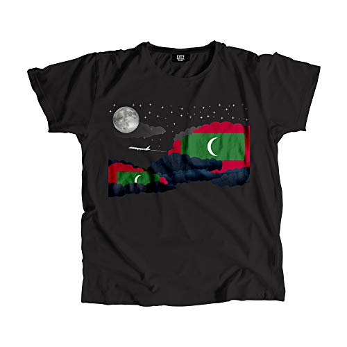 T-shirt Maldives Night Clouds unisexe noir imprimé paysage nuages