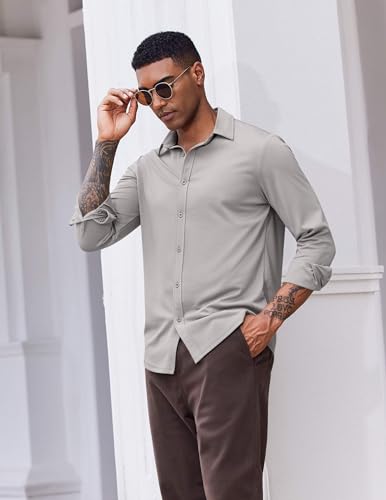 COOFANDY Mens Casual Button Down Shirt Long Sleeve Wrinkle Free Shirts Stretch Dress Shirt3