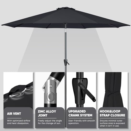 Image of Tempera Patio Market Outdoor Table Umbrella with Push Button Tilt and Crank, Large Sun Umbrella with Sturdy Pole & Fade Resistant Canopy, Easy to Set