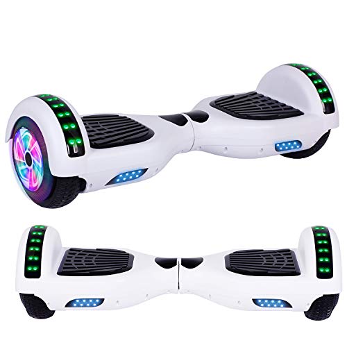 Felimoda Hoverboard for Kids, 6.5 Inch Self Balancing w/LED Lights Flashing Wheel (White)