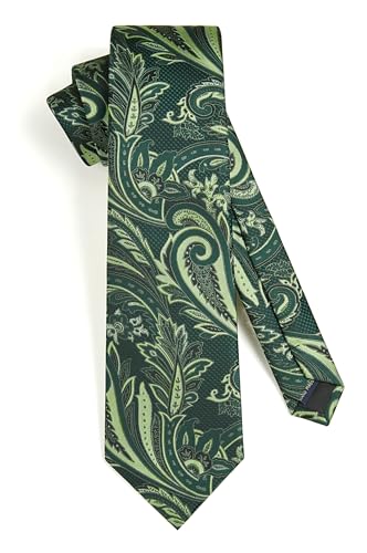 Image of HISDERN Ties for Men Paisley Floral Tie Handkerchief Classic Woven Business Formal Necktie and Pocket Square Set Wedding