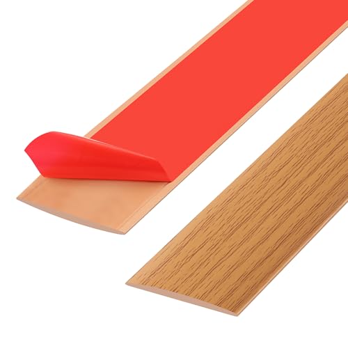 Tira de umbral de PVC de 200cm, tiras de transición de piso, tiras de cubierta de piso laminado, tira divisoria de puerta de piso autoadhesiva (4cm, grano de madera amarillo)