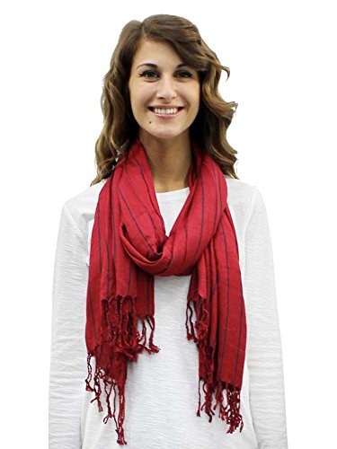 Luxury Divas Pinstripe Unisex Scarf Wrap With Fringe3